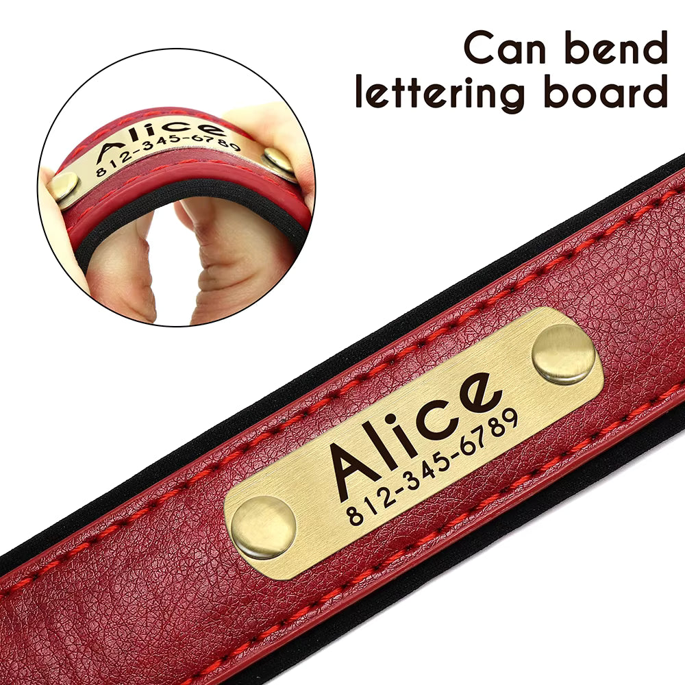 Personalised Leather Dog Collar & Leash Set – Free Engraved Nameplate