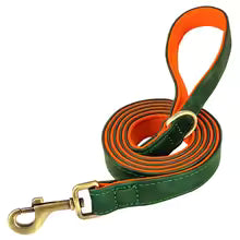 Personalised Leather Dog Collar & Leash Set – Free Engraved Nameplate
