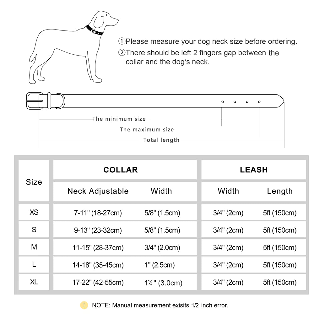 Personalised Leather Dog Collar & Leash Set – Free Engraved Nameplate