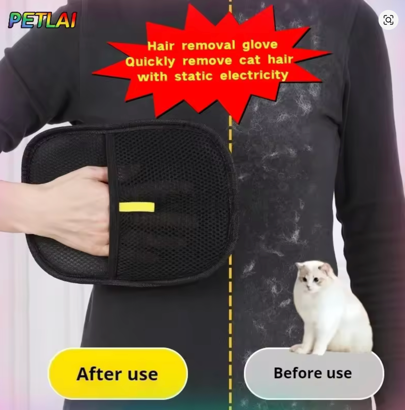 Pet Hair Removal Glove – Cat & Dog Grooming Brush